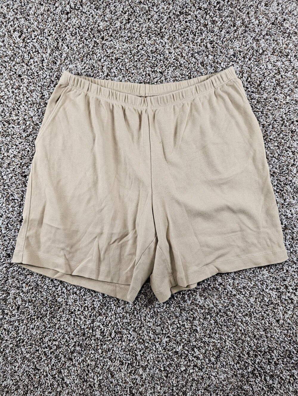 Lands End Womens Sz PL Petite Fit 3 Pull On Sweatshorts Shorts Beige